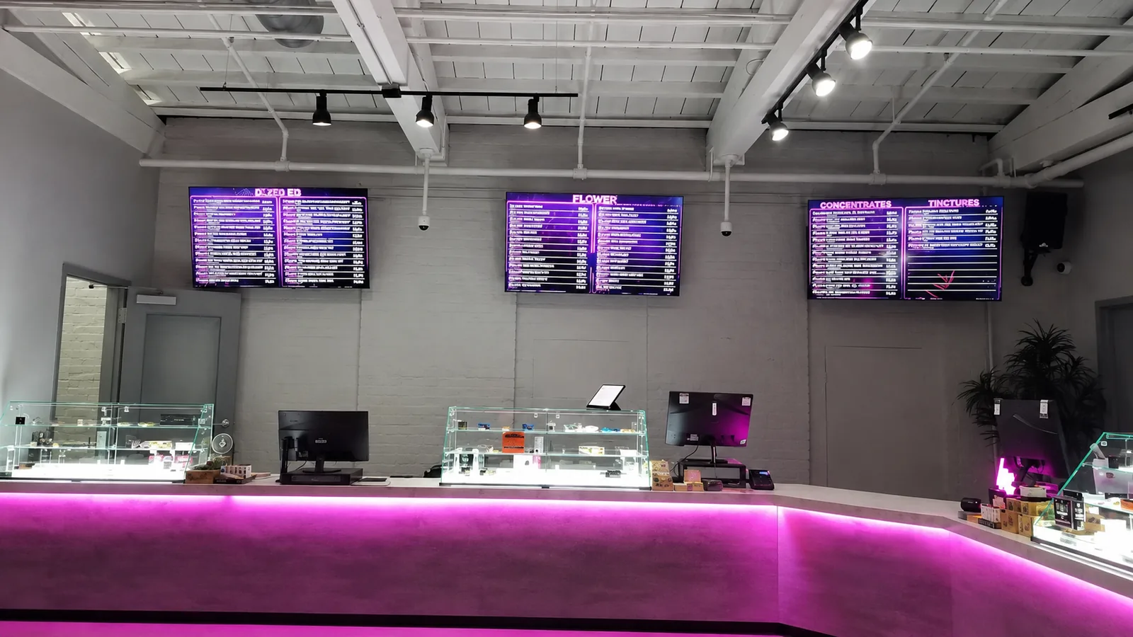 Illuminated Dazed service counter where delivery requests are reviewed